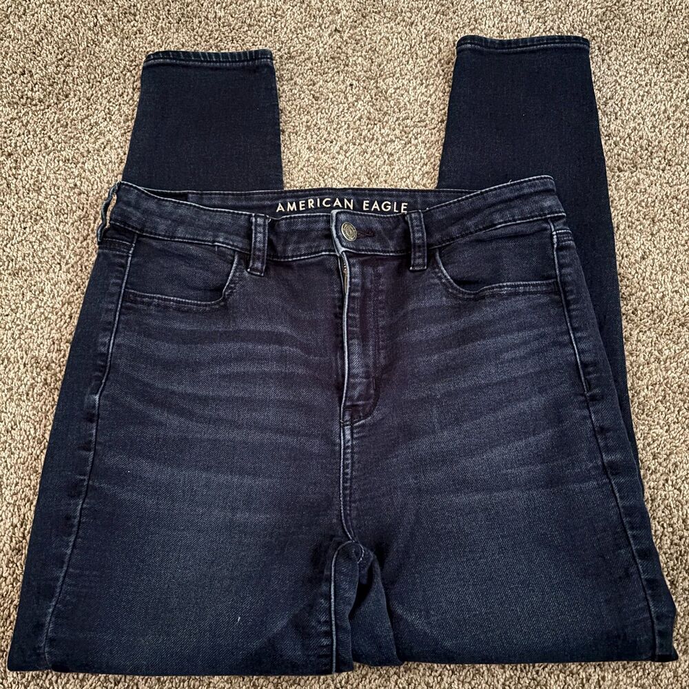 American Eagle Women's Size 10 Short Super Hi-Rise Jegging Dark Wash Stretch